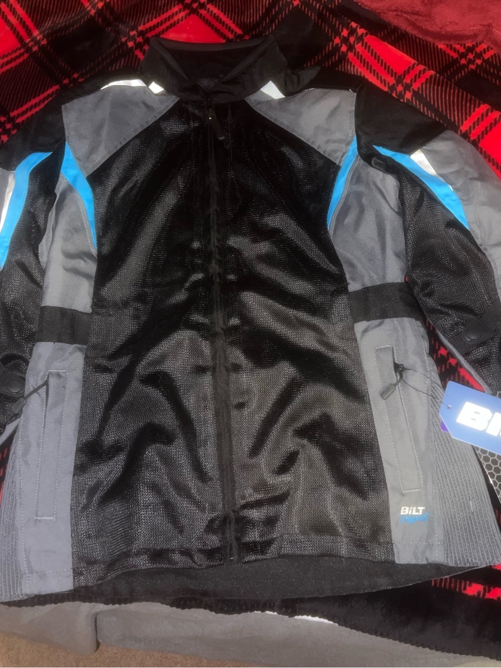 Bilt Calypso 2 Women's Black & Gray Motorcycle Jacket with Blue Accents